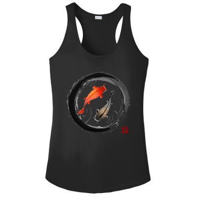 Japanese Koi Vintage Ink Shodo Ladies PosiCharge Competitor Racerback Tank