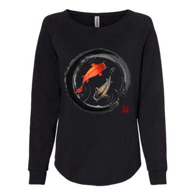 Japanese Koi Vintage Ink Shodo Womens California Wash Sweatshirt