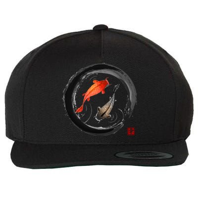 Japanese Koi Vintage Ink Shodo Wool Snapback Cap