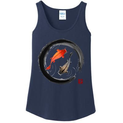 Japanese Koi Vintage Ink Shodo Ladies Essential Tank