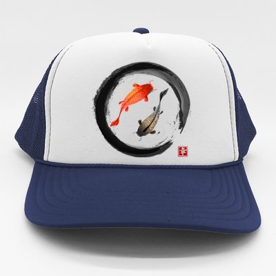 Japanese Koi Vintage Ink Shodo Trucker Hat