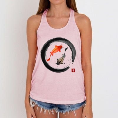 Japanese Koi Vintage Ink Shodo Women's Knotted Racerback Tank