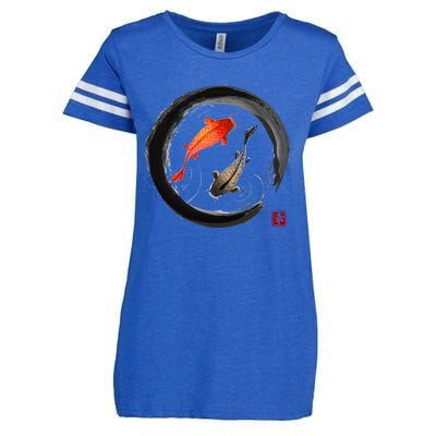 Japanese Koi Vintage Ink Shodo Enza Ladies Jersey Football T-Shirt