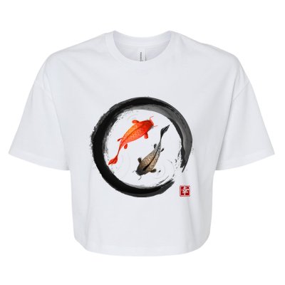 Japanese Koi Vintage Ink Shodo Bella+Canvas Jersey Crop Tee