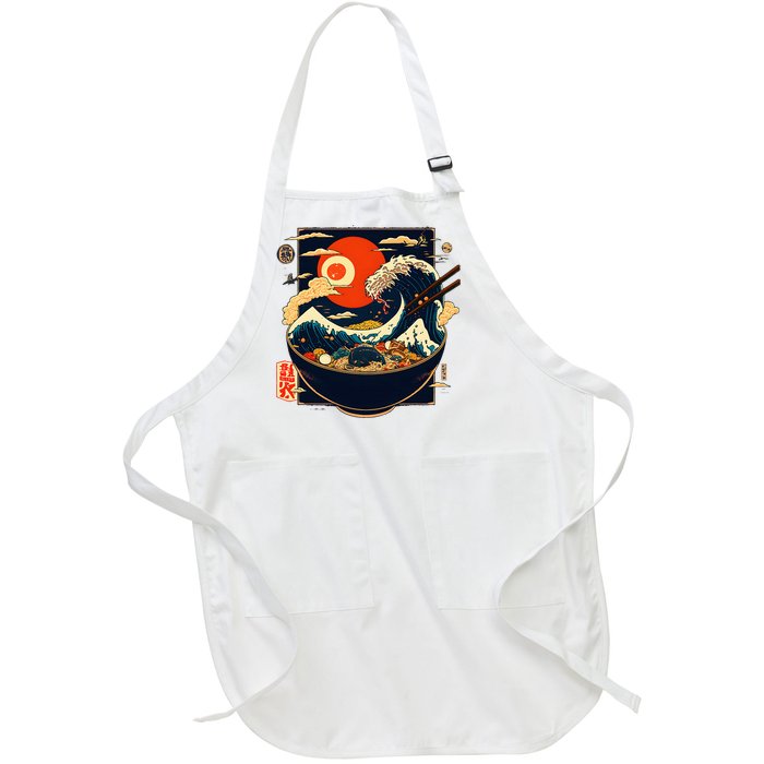 Japanese Kanagawa Wave Retro Anime Noodles Full-Length Apron With Pockets