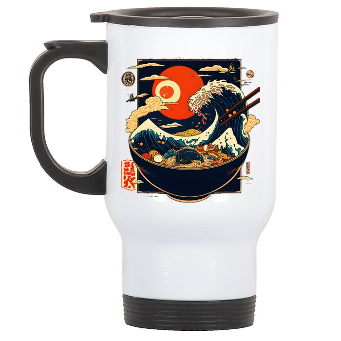 Japanese Kanagawa Wave Retro Anime Noodles Stainless Steel Travel Mug