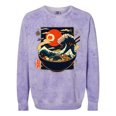 Japanese Kanagawa Wave Ramen Graphic Retro Anime Noodles Art Colorblast Crewneck Sweatshirt