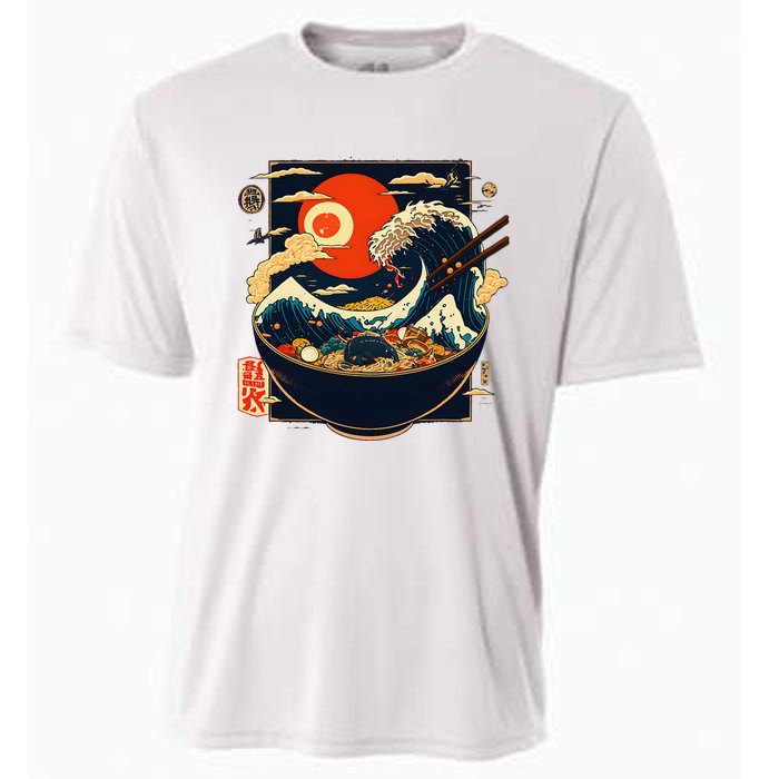 Japanese Kanagawa Wave Ramen Graphic Retro Anime Noodles Art Cooling Performance Crew T-Shirt