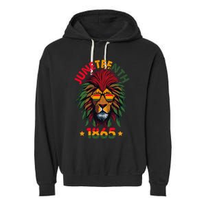 Juneteenth Lion 1865 Black History African American Garment-Dyed Fleece Hoodie