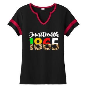 Juneteenth Leopard 1865 Blm Independence Day African Freedom Gift Ladies Halftime Notch Neck Tee