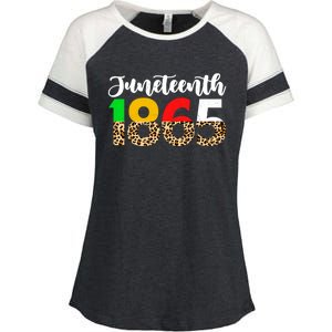 Juneteenth Leopard 1865 Blm Independence Day African Freedom Gift Enza Ladies Jersey Colorblock Tee