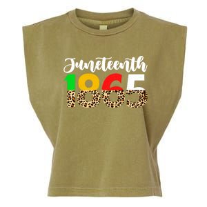 Juneteenth Leopard 1865 Blm Independence Day African Freedom Gift Garment-Dyed Women's Muscle Tee