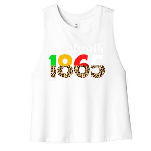 Juneteenth Leopard 1865 Blm Independence Day African Freedom Gift Women's Racerback Cropped Tank