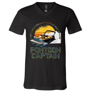 Just Like A Regular Captain Only Cooler Pontoon Captain V-Neck T-Shirt