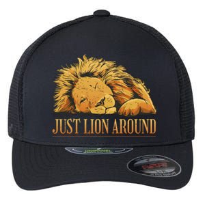 Just Lion Around Lazy Cute Flexfit Unipanel Trucker Cap