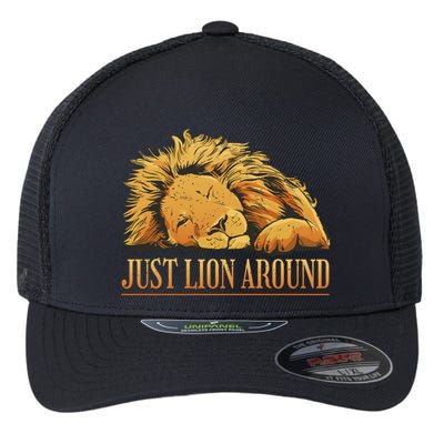 Just Lion Around Lazy Cute Flexfit Unipanel Trucker Cap