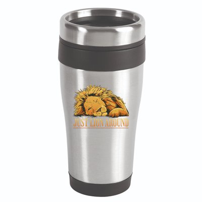 Just Lion Around Lazy Cute 16oz Travel Tumbler