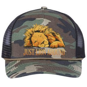 Just Lion Around Lazy Cute Retro Rope Trucker Hat Cap