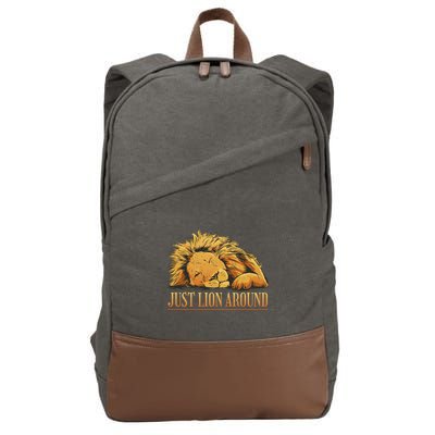 Just Lion Around Lazy Cute Cotton Canvas Backpack