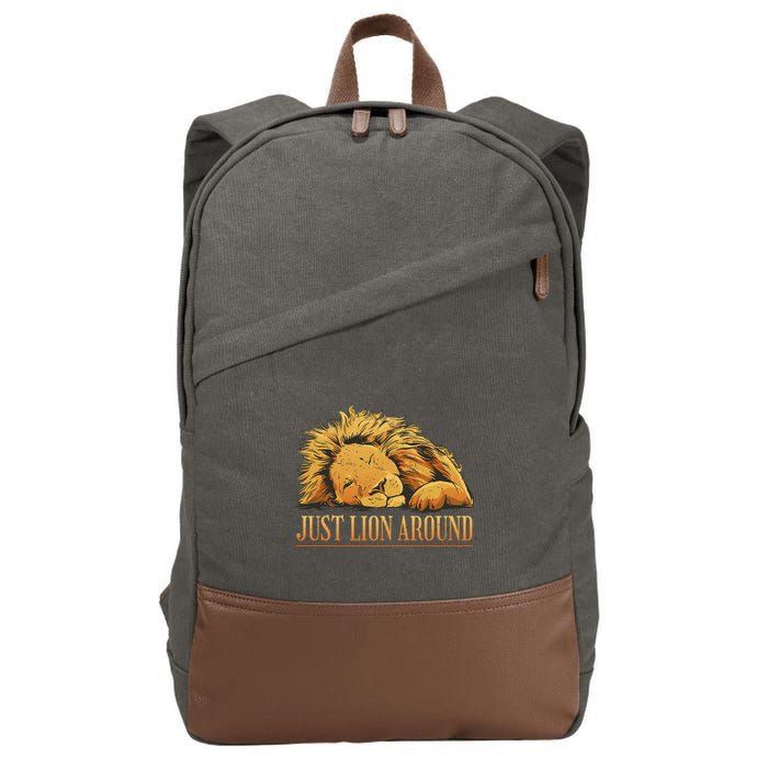 Just Lion Around Lazy Cute Cotton Canvas Backpack