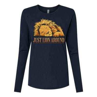 Just Lion Around Lazy Cute Womens Cotton Relaxed Long Sleeve T-Shirt