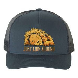 Just Lion Around Lazy Cute Yupoong Adult 5-Panel Trucker Hat