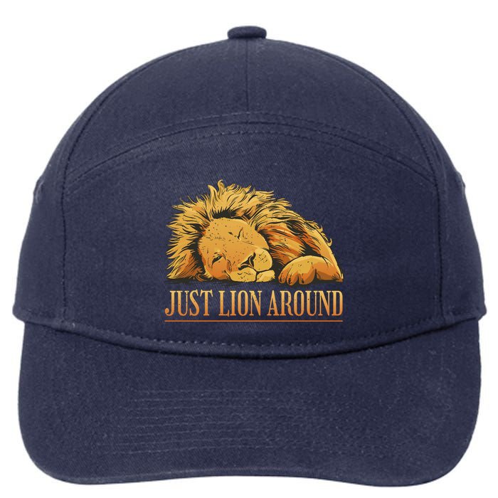 Just Lion Around Lazy Cute 7-Panel Snapback Hat