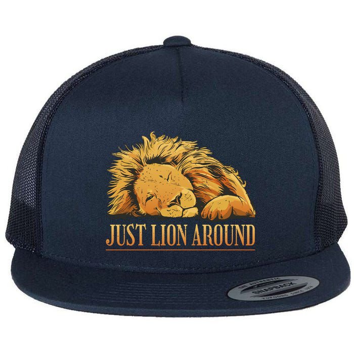 Just Lion Around Lazy Cute Flatbill Hat