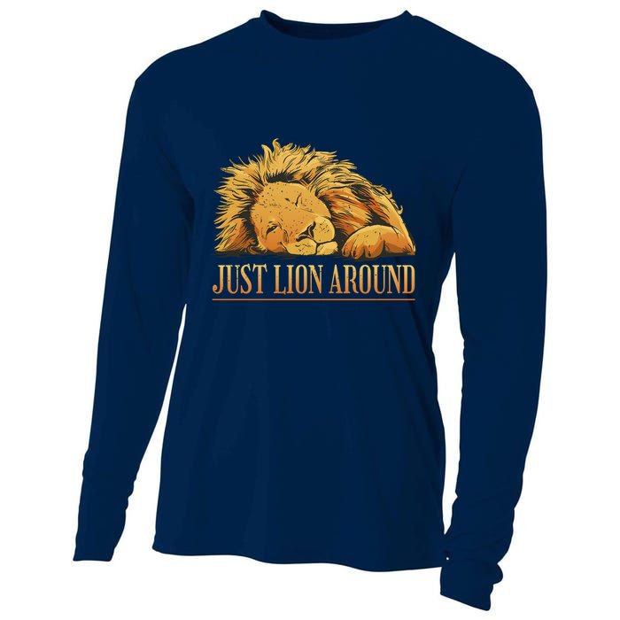 Just Lion Around Lazy Cute Cooling Performance Long Sleeve Crew