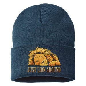 Just Lion Around Lazy Cute Sustainable Knit Beanie