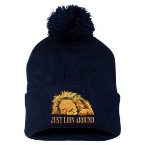 Just Lion Around Lazy Cute Pom Pom 12in Knit Beanie