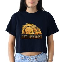 Just Lion Around Lazy Cute Crop Top