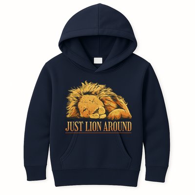 Just Lion Around Lazy Cute Kids Hoodie