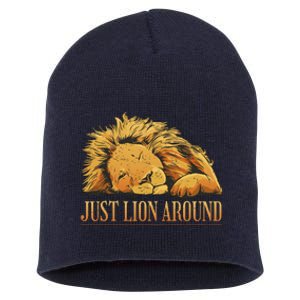 Just Lion Around Lazy Cute Short Acrylic Beanie