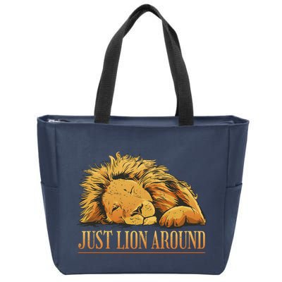 Just Lion Around Lazy Cute Zip Tote Bag