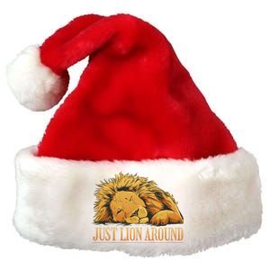 Just Lion Around Lazy Cute Premium Christmas Santa Hat