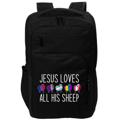 Jesus Loves All His Sheep Lgbt Gift Funny Christian Jesus Gift Impact Tech Backpack