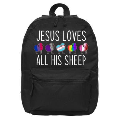 Jesus Loves All His Sheep Lgbt Gift Funny Christian Jesus Gift 16 in Basic Backpack