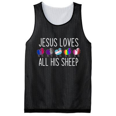 Jesus Loves All His Sheep Lgbt Gift Funny Christian Jesus Gift Mesh Reversible Basketball Jersey Tank