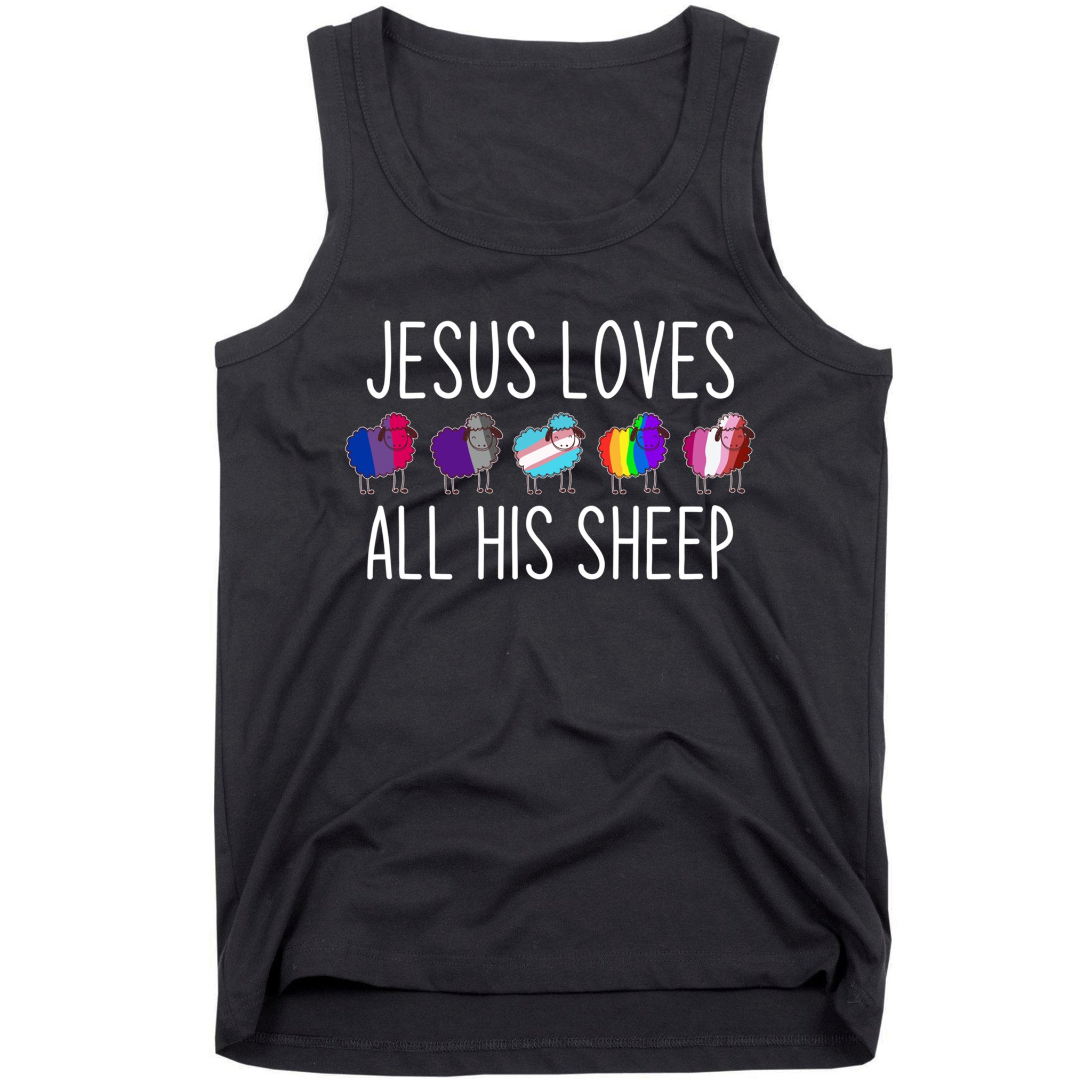 Jesus Loves All His Sheep Lgbt Gift Funny Christian Jesus Gift Tank Top