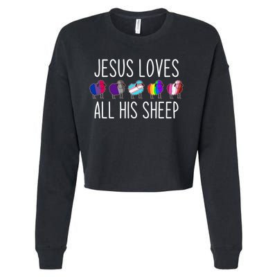 Jesus Loves All His Sheep Lgbt Gift Funny Christian Jesus Gift Cropped Pullover Crew