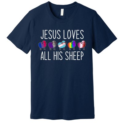 Jesus Loves All His Sheep Lgbt Gift Funny Christian Jesus Gift Premium T-Shirt