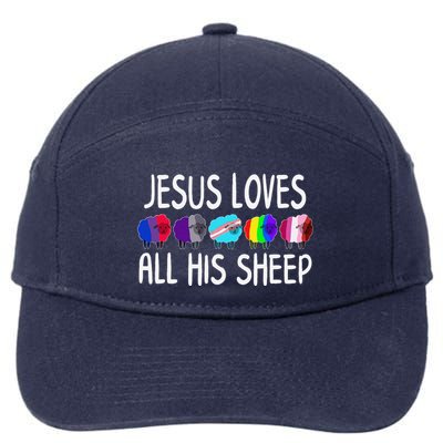Jesus Loves All His Sheeps Lgbtq Christian Proud Ally 7-Panel Snapback Hat