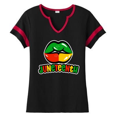 Juneteenth Lips Black History Month Ladies Halftime Notch Neck Tee