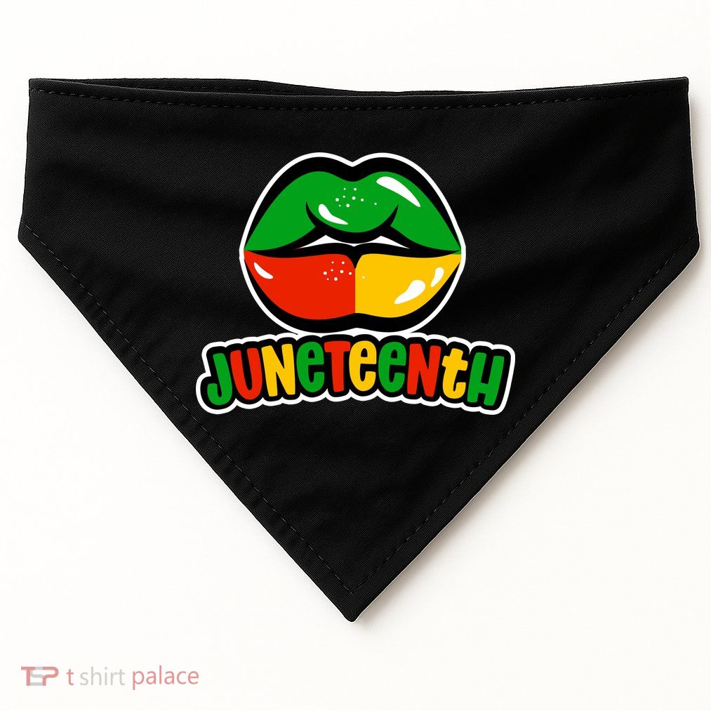 Juneteenth Lips Black History Month USA-Made Doggie Bandana