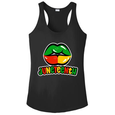 Juneteenth Lips Black History Month Ladies PosiCharge Competitor Racerback Tank
