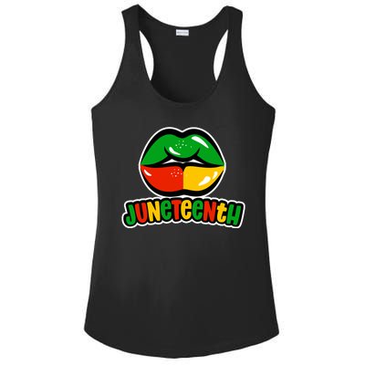 Juneteenth Lips Black History Month Ladies PosiCharge Competitor Racerback Tank