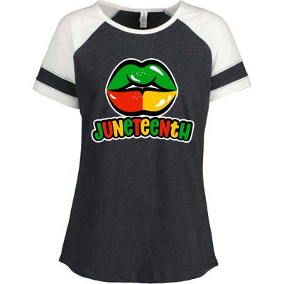 Juneteenth Lips Black History Month Enza Ladies Jersey Colorblock Tee