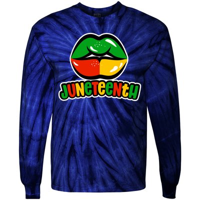 Juneteenth Lips Black History Month Tie-Dye Long Sleeve Shirt