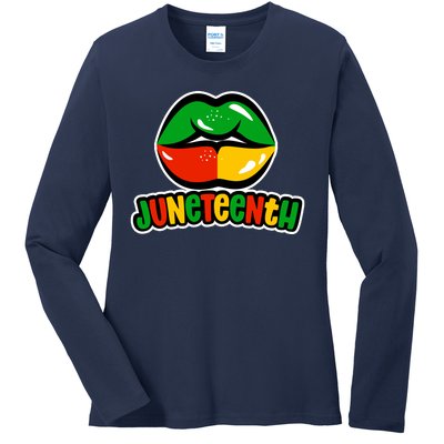 Juneteenth Lips Black History Month Ladies Long Sleeve Shirt